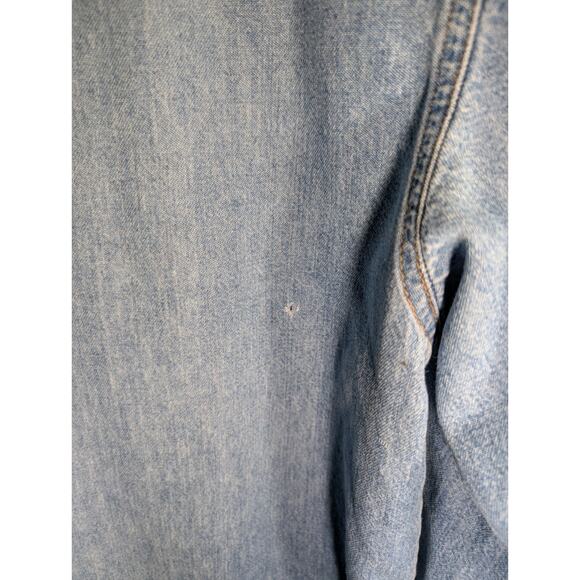 Vintage Guess Jeans Mens Blue Denim Snap Button Shirt Sz S 163F8 Western Flaw - Picture 7 of 9